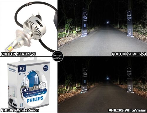 Teste comparative: Kit LED Photon Series V1 vs. Halogen H7 Philips White Vision